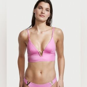 Victoria's Secret Plunge Triangle Bikini Top Pink Size M